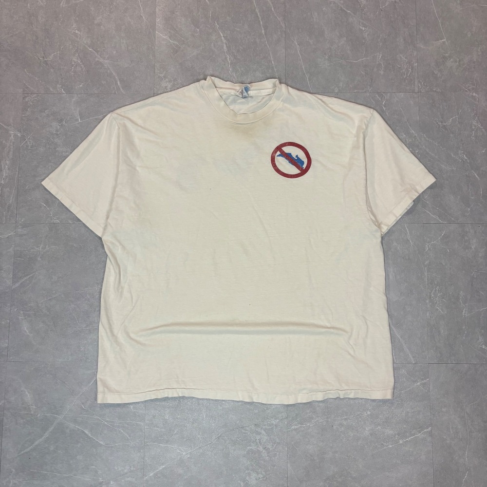 Vintage 90s Hanes Beefy-T Graphic T-Shirt Mens XXL Cream Single Stitch Abstract